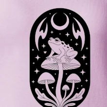 Goblincore černobílá oválná žába