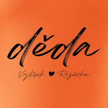 Děda Tričko se jmény dětí psací písmo