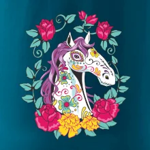 Kůň barevný s květinami