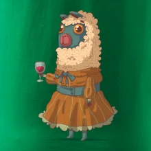 Alpaka s vínem žena