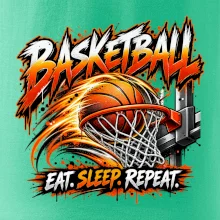 Basketbalový koš s míčem eat sleep repeat