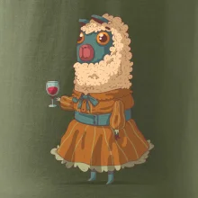 Alpaka s vínem žena