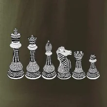 Šachové figurky v řadě - kreslené