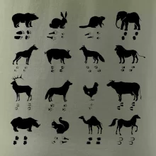 Zvířecí stopy s obrázkem zvířete - stopy zvířat