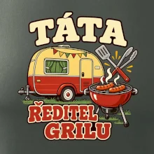 Táta ředitel grilu rodinné kempování s karavanem