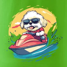 Lhasa Apso na vodním skútru