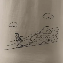 Kreslený lyžař na horách