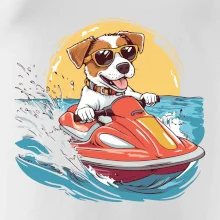 Jack russell teriér na vodním skútru