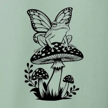 Goblincore černá houba se žábou