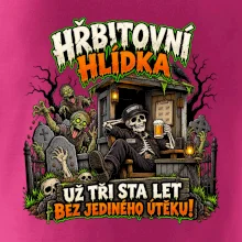Hřbitovní hlídka kostlivec vrátný s pivem