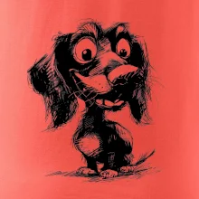 Černobílá karikatura jezevčík