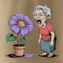 Stará paní plive na fialu