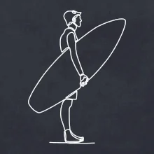 Surfař stojící jedním tahem