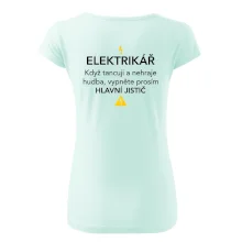 Elektrikář - hlavní jistič - Nápis na zádech
