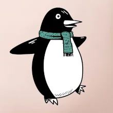 Tučňák se zelenou šálou