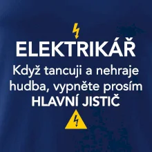 Elektrikář - hlavní jistič - Nápis na zádech