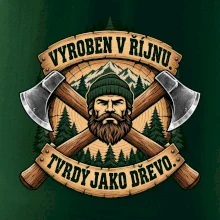 Dřevorubec vyroben v říjnu s překříženými sekerami