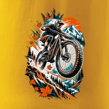 Listopadový horský cyklista při adrenalinovém skoku