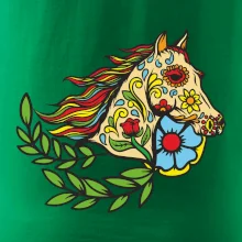 Kůň barevný s listy