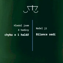 Hledání haléře bilance sedí
