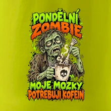 Pondělní zombie míchá kávu kostěnou rukou