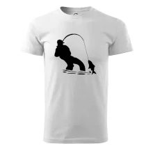 Rybář tahající rybu