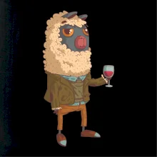 Alpaka s vínem muž