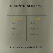 Moje životní bilance má dáti dal