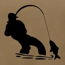 Rybář tahající rybu