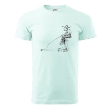 Kreslený rybář na pařezu