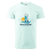 Paddleboard s pádlem při západu slunce eat sleep repeat