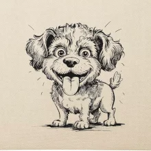 Lagotto romagnolo karikatura vypláznutý jazyk