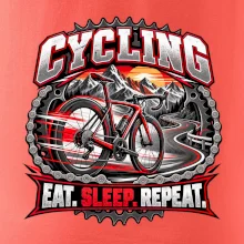 Cyklistické kolo mezi horami eat sleep repeat