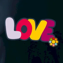 Love nápis s květinou