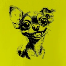 Černobílá karikatura čivava