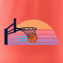 Retro západ slunce a basketbalový koš
