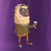 Alpaka s vínem muž