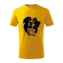 Černobílá karikatura Bernský salašnický pes