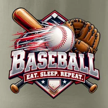 Baseballová pálka s rukavicí eat sleep repeat