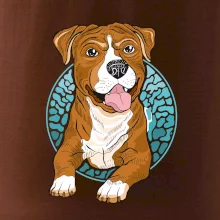 Americký staford kreslený v kolečku (Pecka design)