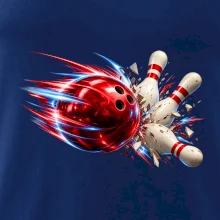 Bowlingová koule v akci a padající kuželky