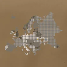 Mapa Evropy - srdce v Ukrajině