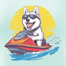 Husky na vodním skútru