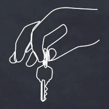 Klíče a ruka jedním tahem