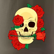 Lebka držící růži