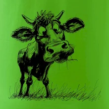 Černobílá karikatura kráva stojící