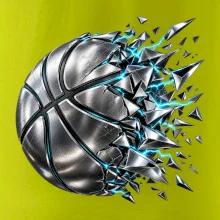 Kovový basketbalový míč s elektrickými střepy