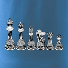Šachové figurky v řadě - kreslené