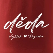 Děda Tričko se jmény dětí psací písmo