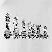 Šachové figurky v řadě - kreslené